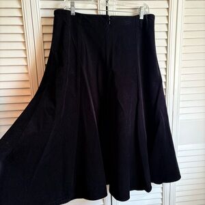 100% Cotton Corduroy Black Flared Midi Skirt